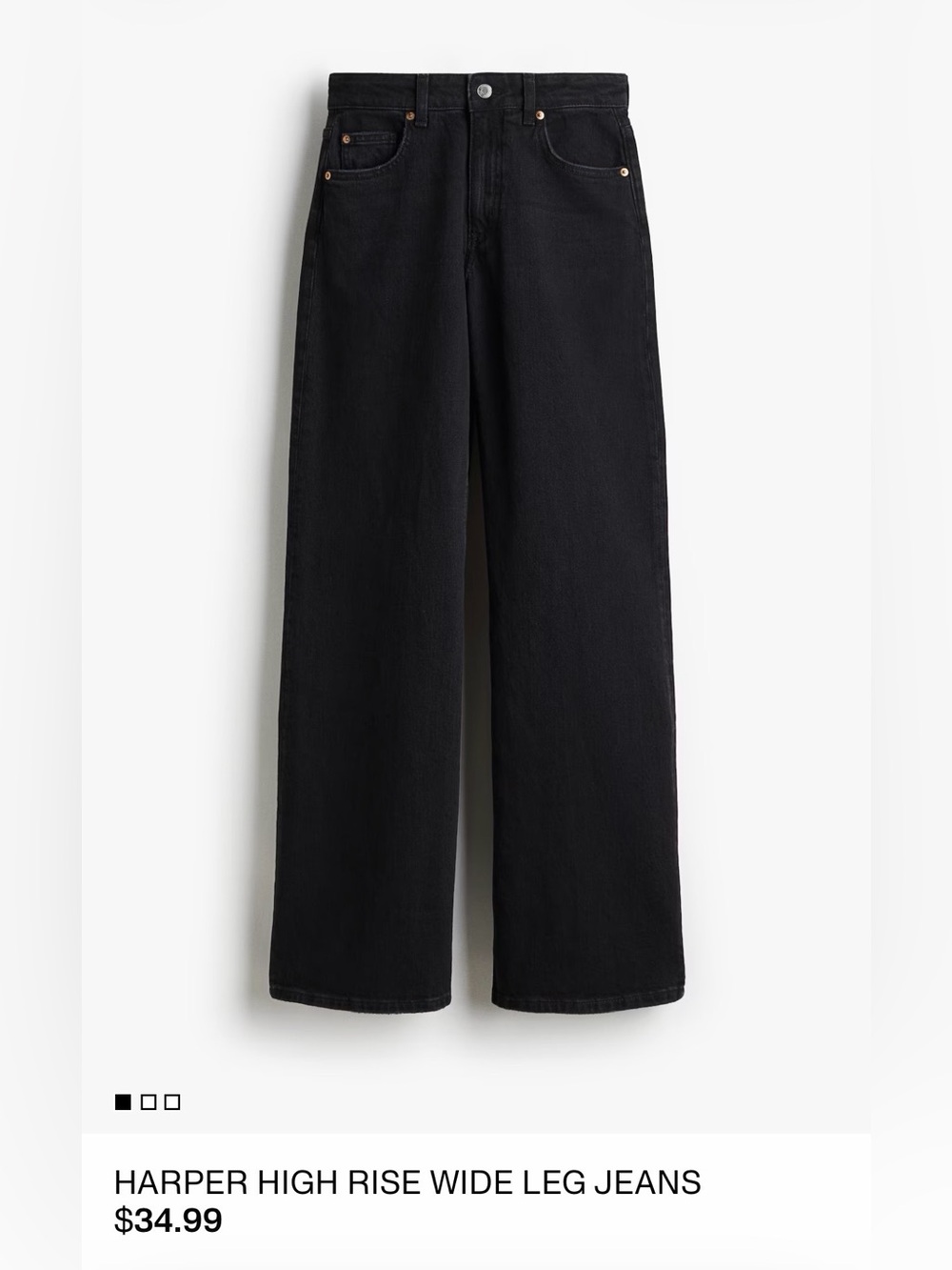 H&M Harper High-Rise Wide Leg Jeans — Black